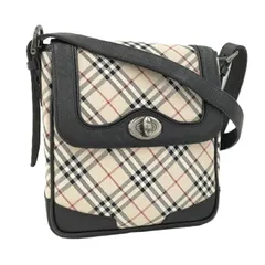 BURBERRY ショルダーバッグ ノバチェック キャンバス レザー ベージュ ブラック