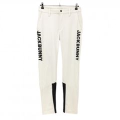 【超美品】ジャックバニー パンツ アイボリー×黒 下部サイドライン ストレッチ レディース 1(M) ゴルフウェア Jack Bunny