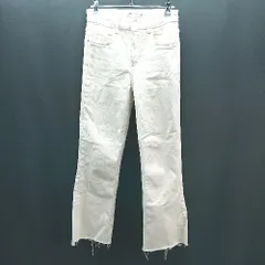 ◇ ZARA ザラ カジュアル 切りっぱなし シンプル 着回し パンツ サイズ34 クリーム レディース E  【1307120027467】
