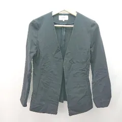 ◇ untitled ノーカラー 入学式 入園式 卒業式 卒園式 カジュアル 長袖 ジャケット サイズ2 ネイビー レディース E  【1307120028822】