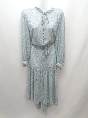 ◇ ◎ cityshop ガーリー ギャザー フリル キュート フラワー 長袖 ロング丈 ワンピース サイズFREE ブルー レディース E 【1307120028747】