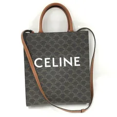 CELINE バーティカルカバ 2WAYハンドバッグ ラージトリオンフ ブラウン レザー