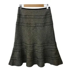 フランコフェラーロ FRANCO FERRARO スカート フレア ひざ丈 総柄 1 茶 黒 ブラウン ブラック