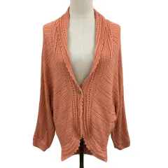 エフデ ef-de カーディガン ニット ショールカラー 透かし編み 長袖 9 オレンジ ピンク