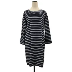 アーバンリサーチ ドアーズ URBAN RESEARCH DOORS FORK&SPOON ワンピース Iライン ひざ丈 ボーダー 長袖 One 紺 グレー ネイビー