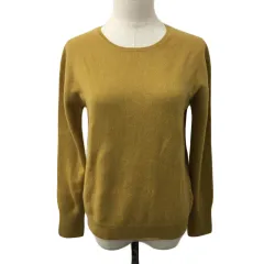 イエナ IENA セーター ニット ラウンドネック プルオーバー 無地 カシミヤ 長袖 F 黄 イエロー