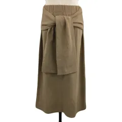 リシェグラマー Riche glamour スカート タイト ロング ウエストゴム リボン 無地 M 茶 ブラウン