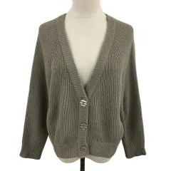 N.Natural Beauty Basic N.ナチュラルビューティーベーシック カーディガン ニット Vネック 無地 ラグランスリーブ 長袖 M グレー ベージュ