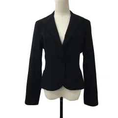 コムサイズム COMME CA ISM ジャケット テーラード ミドル丈 無地 シングル 長袖 L 黒 ブラック