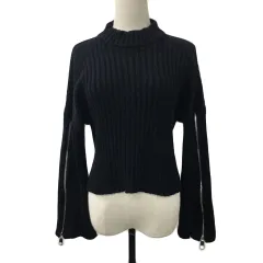 ザラ ZARA KNIT セーター ニット プルオーバー ハイネック リブ 無地 長袖 USA L 黒 ブラック