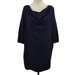 ボールジー BALLSEY トゥモローランド ワンピース Iライン ミニ 無地 ウール 七分袖 38 紺 ネイビー