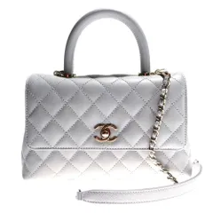 CHANEL (シャネル) ココハンドル24 XS キャビアスキン 2WAY レザーハンドバッグ ショルダーバッグ グレー シャンパンゴールド金具