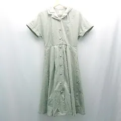 ◇ ◎ ●未使用● F&A ガーリー レトロ かわいい 半袖 ひざ丈 ワンピース サイズF グリーン レディース E  【1307120032713】