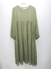 ◇ AMERICAN HOLIC Vネック 大人っぽい キレイめ かわいい 長袖 ロング ワンピース サイズL グリーン レディース E  【1307120032638】