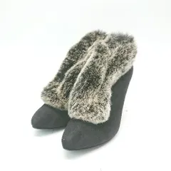 ◇ HIMIKO ハイヒール ファー付き きれいめ ポインテッドトゥ パンプス サイズ22.5 ブラック レディース E  【1307120033710】