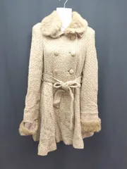 ◇ ◎ INGNI ファー取り外し可能 きれいめ ダブルボタン 長袖 ラビットファーコート サイズM ベージュ レディース E  【1307120034007】