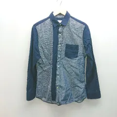 ◇ CIAOPANIC TYPY アシンメトリー ポケット カジュアル おしゃれ 長袖 シャツ サイズM ネイビー メンズ E  【1307120034403】