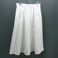 ◇ any SiS エニィスィス ストライプ柄 ウエストゴム ガーリー ロング フレア スカート サイズ2 ホワイト レディース E  【1307120037671】