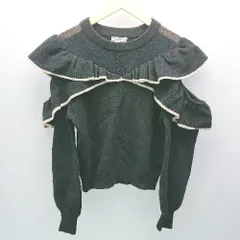 ◇ titty&Co ティティー&コー 胸元フリル ガーリー 上品 冬物 おしゃれ 長袖 ニット サイズF ブラック レディース E  【1307120038210】