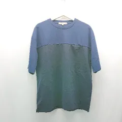 ◇ A day in the life UNITED ARROWS クルーネック サイドスリット 綺麗め 半袖 カットソー サイズL ブルー系 レディース E  【1307120038166】