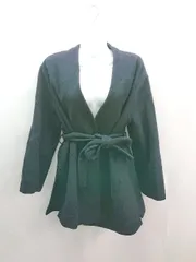 ◇ ◎ NATURALBEAUTYBASIC 無地 ノーカラー 綺麗め 長袖 コート サイズS ネイビー レディース E  【1307120039446】