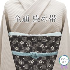 さんび シルック 洗える着物 袷 墨黒 花唐草文様 大島紬風 美品 - メルカリ