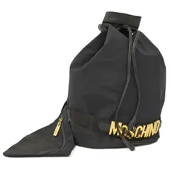 MOSCHINO 巾着型 ショルダーバッグ ポーチ付き ナイロン ブラック