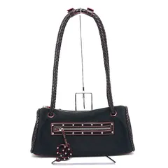 ロエベ LOEWE セミショルダーバッグ キャンバス×レザー アナグラム柄 ブラック×ブラウン