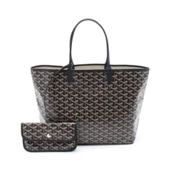 ゴヤール GOYARD トートバッグ サンルイPM ブラック PVCコーティングキャンバス レザー サンルイPM レディース Used A