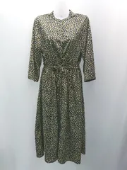 ◇ raycassin レイカズン 花柄 シャツ生地 ガーリー ロング丈 ワンピース サイズF ブラック レディース E  【1307120040268】