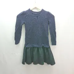 ◇ RALPH LAUREN キッズ 子供服 チェック 秋冬 ニット 長袖 ひざ丈 ワンピース サイズ6 ネイビー/グリーン レディース E  【1307120041739】