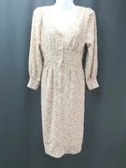 ◇ COCO DEAL 花柄 レースアップ フロントボタン 長袖 ロング丈 ワンピース サイズ1 ピンクベージュ レディース E  【1307120041623】