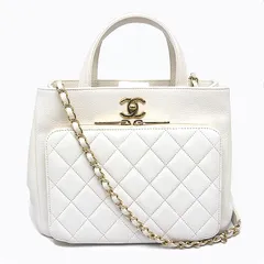 シャネル 2WAYハンドバッグ キャビアスキン ホワイト ※塗り直し