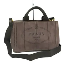 PRADA カナパトート 2WAYハンドバッグ キャンバス ブラウン
