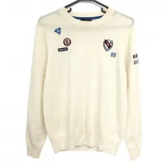 パーリーゲイツ セーター アイボリー ニット ウール100％ 薄手 複数ワッペン  メンズ 4(M) ゴルフウェア PEARLY GATES