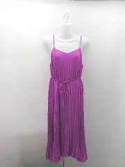 ◇ RD 裏地あり 肩紐調整可能 ウエストリボン 透け感なし ロング ワンピース サイズ38 パープル レディース E  【1307120044686】