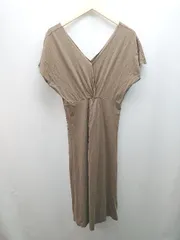 ◇ SAISON DEPAPILLON プランジングネック 透け感なし 大きいサイズ ロング ワンピース サイズXL ブラウン レディース E  【1307120044594】のサムネイル