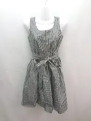 ◇ ◎ Lois CRAYON ギンガムチェック バックファスナー フレア ひざ丈 ワンピース サイズM ブラック ホワイト レディース E  【1307120044570】