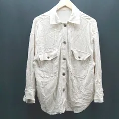 ◇ AZUL BY MOUSSY カジュアル シンプル レーヨン 麻 胸ポケット 長袖 シャツ サイズS クリーム レディース E  【1307120045546】