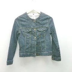 ◇ OPAQUE.CLIP ラウンドネック ショート丈 胸ポケット フロントボタン 長袖 ジージャン サイズS ブルー系 レディース E  【1307120045256】