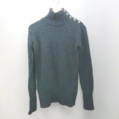 ◇ Lara knit カジュアル シンプル ハイネック ゴールドボタン 長袖 ニット サイズM ネイビー レディース E  【1307120046055】