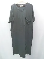 ◇ antiqua アンティカ シンプル カジュアル 胸ポケット 無地 半袖 ロング丈 ワンピース 表記なし ブラック レディース E  【1307120045935】