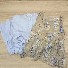 ◇ 《 DOUDOU ドゥドゥ まとめ売り２点セット サイズF ライトブルー 花柄 ブラウン シャツ ブラウス レディース 》 E  【1307120045676】