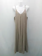 ◇ Discoat ディスコート 肩調節 Vネック 薄手 ノースリーブ ロング丈 ワンピース サイズF ブラウン レディース E  【1307120046550】