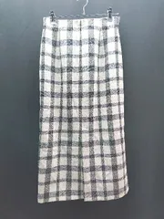 ◇ INDIVI フロントジップ チェック柄 裏地あり ロング丈 タイト スカート サイズ38 ベージュ/ブラック レディース E  【1307120047656】
