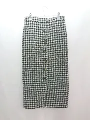 ◇ ZARA ザラ フロントボタン スリット 千鳥格子柄 ロング丈 タイト スカート サイズUSA S ブラック/ホワイト レディース E  【1307120047496】