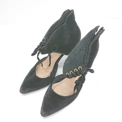 ◇ Launa lea ラウナレア セパレート ポインテッドトゥ レースアップ パンプス サイズ23 1/2 ブラック レディース E  【1307120047359】