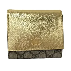 GUCCI 二つ折り財布 ミディアムウォレット GGマーモント GGスプリーム ゴールド 598587