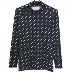 【超美品】パーリーゲイツ ハイネックインナーシャツ 黒×白 ロゴ総柄 COOL メンズ 3(S) ゴルフウェア PEARLY GATES