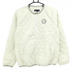 【美品】23区ゴルフ 中綿ジャケット 白系×ライトグレー キルティング 胸ロゴ 薄手 レディース II(L) ゴルフウェア 23区